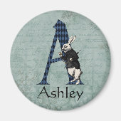 Wonderland White Rabbit Letter A Magneet (Voorkant)