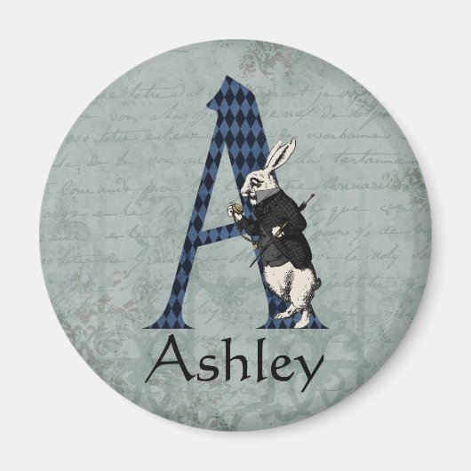 Wonderland White Rabbit Letter A Magneet (Voorkant)