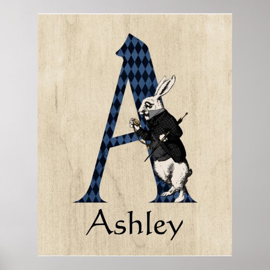 Wonderland White Rabbit Letter A Poster (Voorkant)