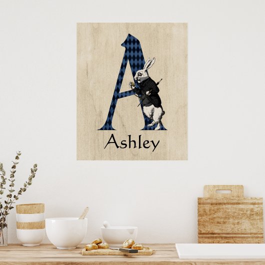 Wonderland White Rabbit Letter A Poster (Keuken)