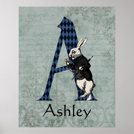 Wonderland White Rabbit Letter A Poster (Voorkant)