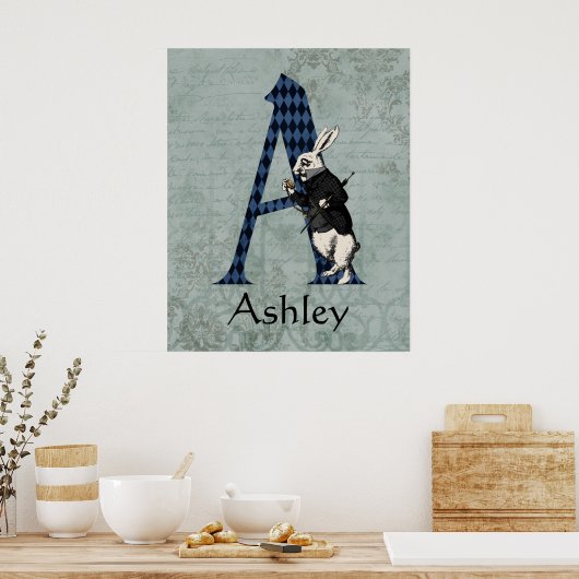 Wonderland White Rabbit Letter A Poster (Keuken)