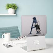 Wonderland White Rabbit Letter A Sticker (Laptop op bureau)
