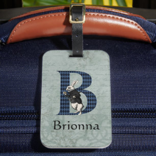 Wonderland White Rabbit Letter B Bagagelabel