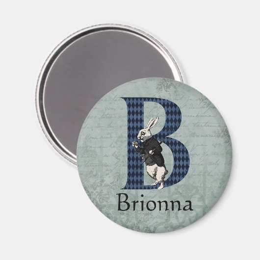 Wonderland White Rabbit Letter B Magnet (Voorkant / Achterkant)