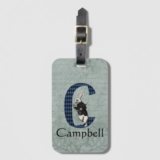 Wonderland White Rabbit Letter C Bagagelabel (Voorkant (verticaal))