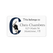 Wonderland White Rabbit Letter C Bookplate Etiket (Voorkant)