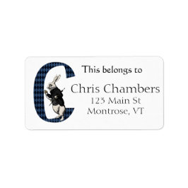 Wonderland White Rabbit Letter C Bookplate Etiket