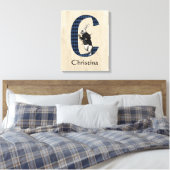 Wonderland White Rabbit Letter C Canvas Print (Insitu (Slaapkamer))