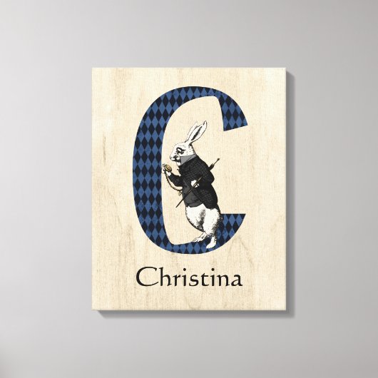 Wonderland White Rabbit Letter C Canvas Print (Voorkant)