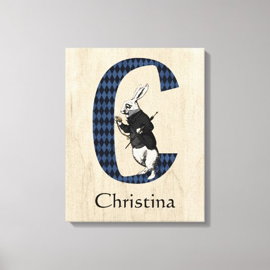 Wonderland White Rabbit Letter C Canvas Print (Voorkant)