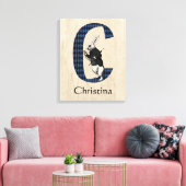 Wonderland White Rabbit Letter C Canvas Print (Insitu (Woonkamer))