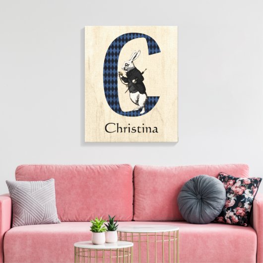 Wonderland White Rabbit Letter C Canvas Print (Insitu (Woonkamer))