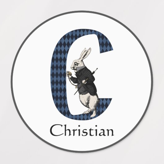 Wonderland White Rabbit Letter C Labels (Design 1)