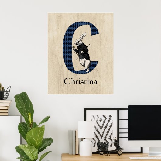 Wonderland White Rabbit Letter C Poster (Thuiskantoor)