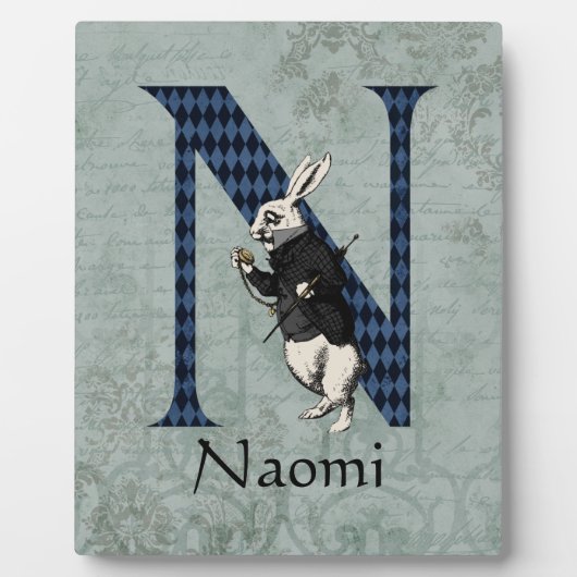 Wonderland White Rabbit Letter N Fotoplaat (Voorkant)