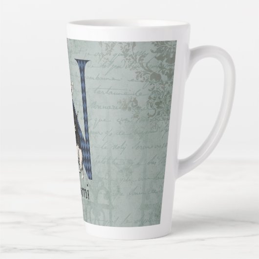 Wonderland White Rabbit Letter N Latte Mok (Rechts)