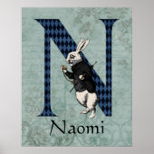Wonderland White Rabbit Letter N Poster (Voorkant)