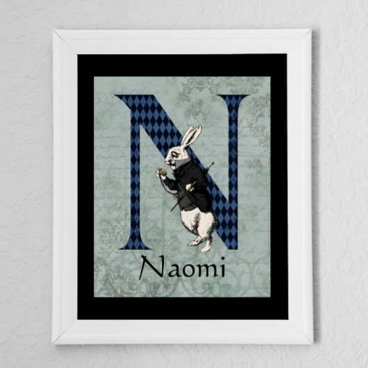 Wonderland White Rabbit Letter N Poster