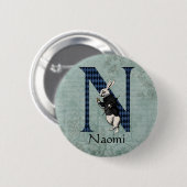 Wonderland White Rabbit Letter N Ronde Button 5,7 Cm (Voorkant /achterkant)