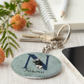 Wonderland White Rabbit Letter N Sleutelhanger (Zijkant)