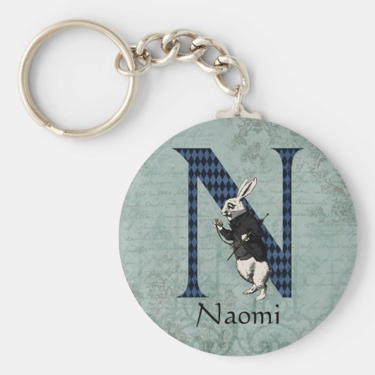 Wonderland White Rabbit Letter N Sleutelhanger (Voorkant)
