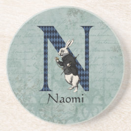 Wonderland White Rabbit Letter N Zandsteen Onderzetter