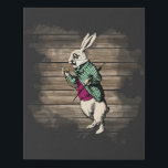 Wonderland White Rabbit Mint Imitatie Canvas Print<br><div class="desc">Mint & burgundy-versie van originele  White Rabbit-illustraties van Alice in Wonderland op de achtergrond van noodgevallen hout</div>