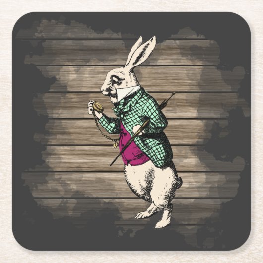 Wonderland White Rabbit Mint Kartonnen Onderzetters (Voorkant)