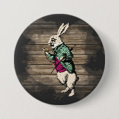 Wonderland White Rabbit Mint Ronde Button 7,6 Cm (Voorkant)