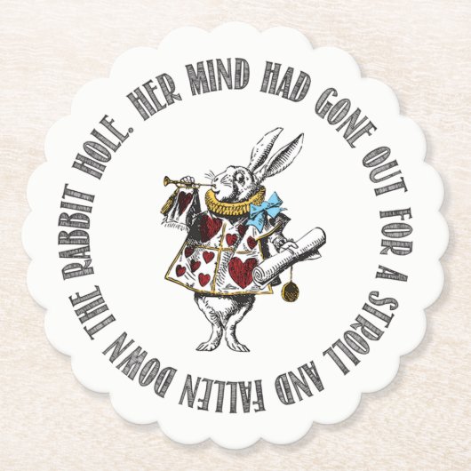 Wonderland White Rabbit Quote Kartonnen Onderzetters (Voorkant)