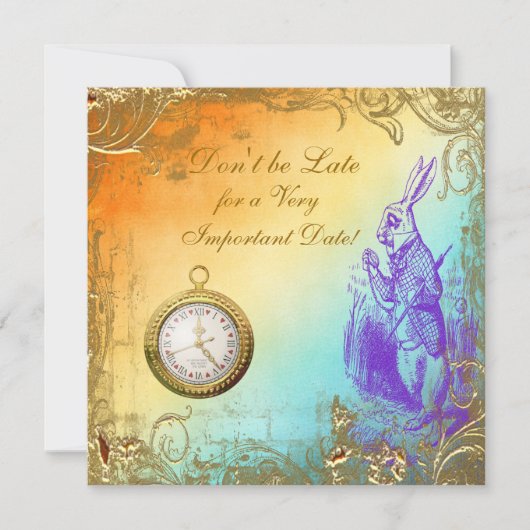Wonderland White Rabbit Vrijgezellenfeest Tea Part Kaart (Voorkant)