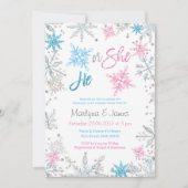 Wonderland Winter Snowflake Geslacht Reveal Uitnod Kaart (Voorkant)