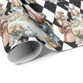 Wonderland with Black White Diamonds Birthday Cadeaupapier (Rol Hoek)