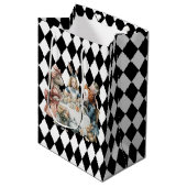 Wonderland with Black White Diamonds Birthday Medium Cadeauzakje (Voorkant Gekanteld)