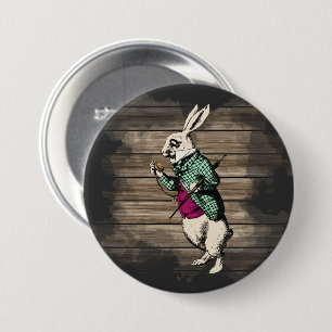 Wonderland Witte Konijn Mint Ronde Button 7,6 Cm