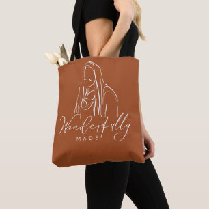 Wonderlijk Geschapen Bruine Witte Jezus Lijnkuns Tote Bag