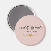 Wonderlijk Geschapen – Psalm 139:14 Roze Magneet (Voorkant / Achterkant)