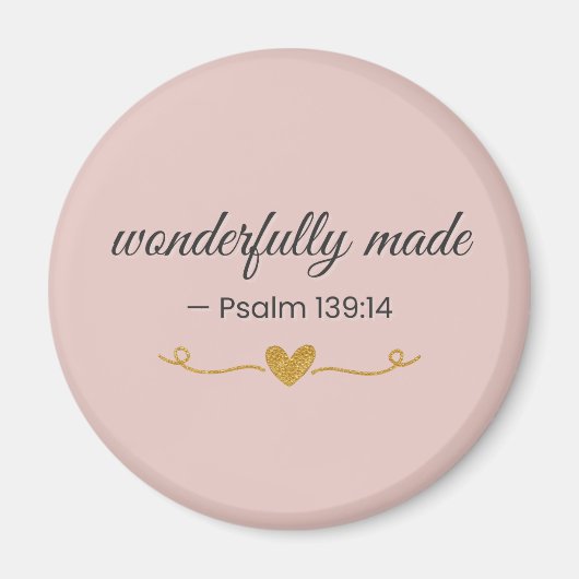Wonderlijk Geschapen – Psalm 139:14 Roze Magneet (Voorkant)