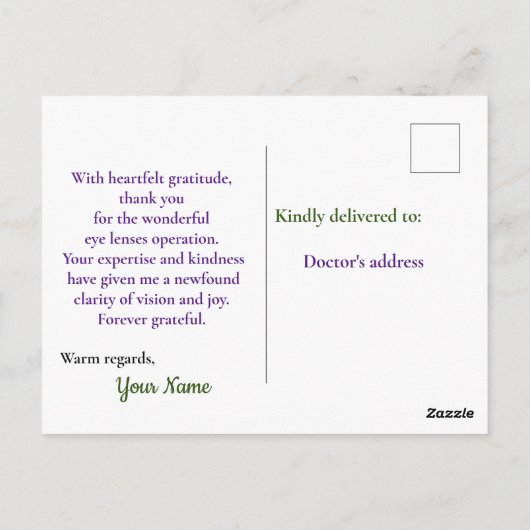 wonderlijke lensoperatie briefkaart (Achterkant)