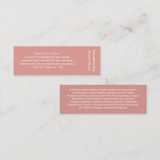 wonderoliecertificaat mini visitekaartje (Voorkant / Achterkant)