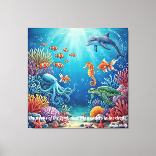 Wonders in de Diepte   Psalm 107:24 Christelijke D Canvas Afdruk