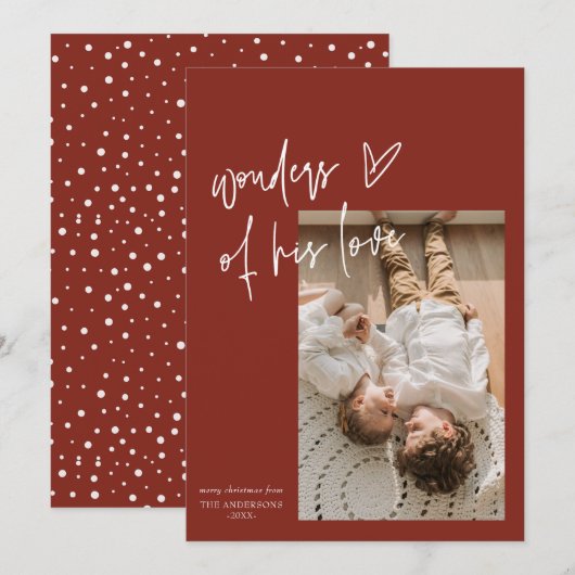 Wonders Of His Love Eén Foto Religieuze Kerst  Feestdagenkaart (Voorkant / Achterkant)