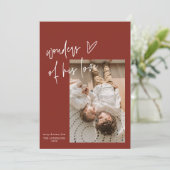 Wonders Of His Love Eén Foto Religieuze Kerst  Feestdagenkaart (Staand voorkant)