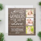 Wonders of His Love Rustic Kerst Foto Collage Feestdagenkaart