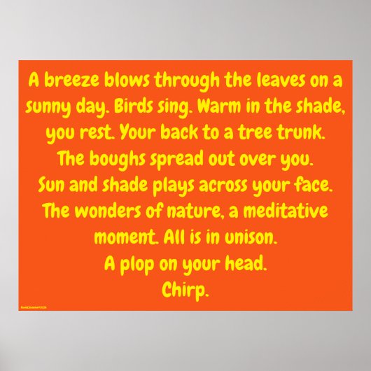 "Wonders Of Nature", humor, meditation Poster (Voorkant)