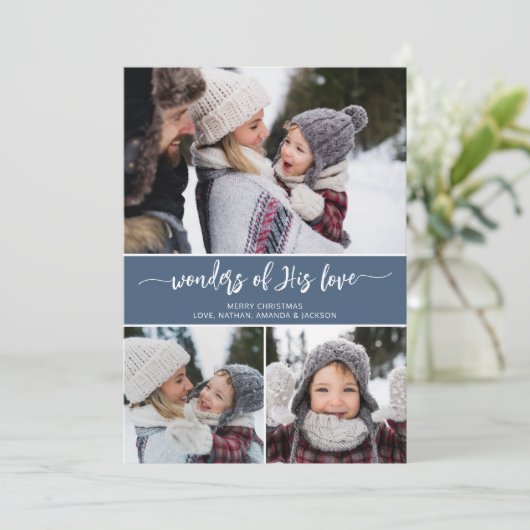Wonders of Zijne Liefde Christelijke Kerstmis Feestdagenkaart (Staand voorkant)