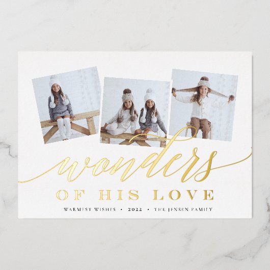 Wonders of Zijne Liefde | Fotocollage Folie Feestdagenkaart (Voorkant)