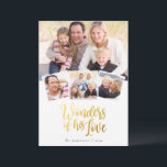 Wonders of Zijne Liefde Gold Foto Collage Feestdagenkaart<br><div class="desc">Deze mooie Vakantiekaart kan gepersonaliseerd worden met je familienaam. **GELIEVE TE LEZEN VÓÓR HET BESTELLEN** Als u veranderingen in de vorm of de grootte aanbrengt of een ander product kiest en het ontwerp op om het even welke manier bebouwd is of niet juist op de pagina kijkt zult u de...</div>