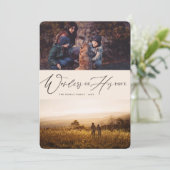 Wonders of Zijne Liefde Religieuze Kerstmis 2 Foto Feestdagenkaart (Staand voorkant)